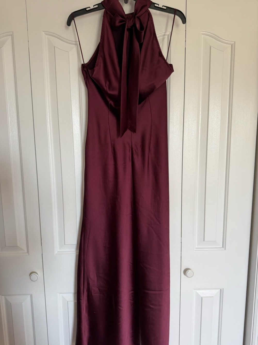 Steve Madden Burgundy Halter Maxi Dress with Neck Tie